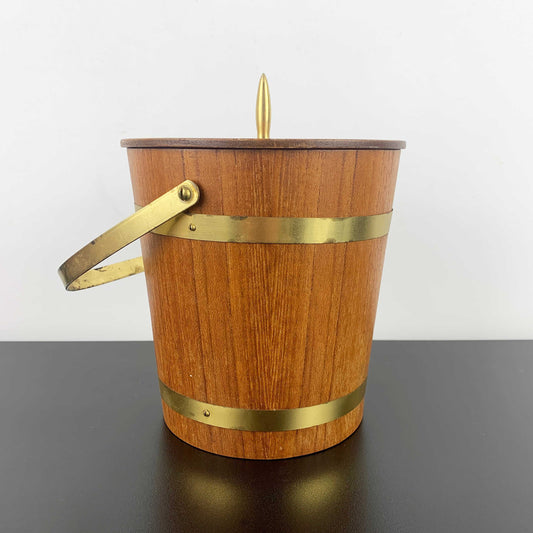 Teak Ice Bucket with Brass Banding