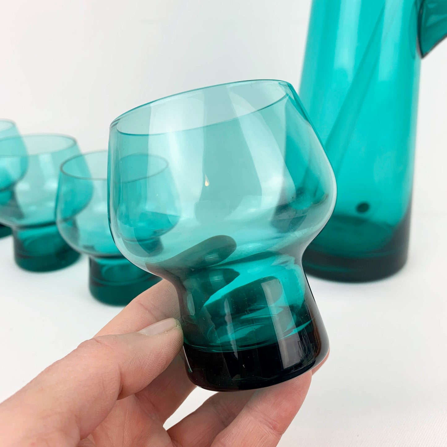 Teal Glass Cocktail Set with Stirrer