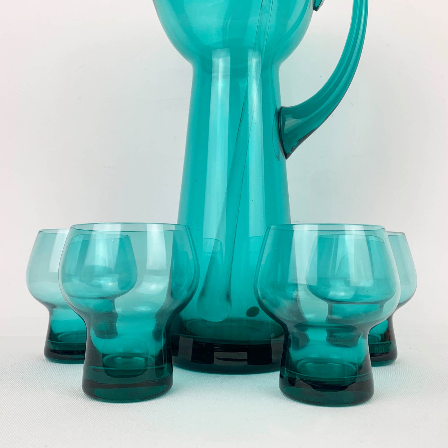 Teal Glass Cocktail Set with Stirrer