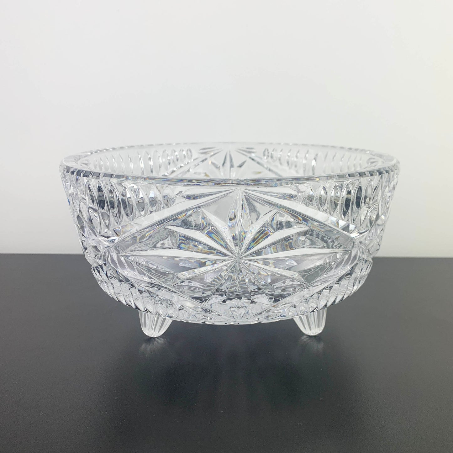 Crystal Pinwheel and Star Tri Foot Presentation Bowl