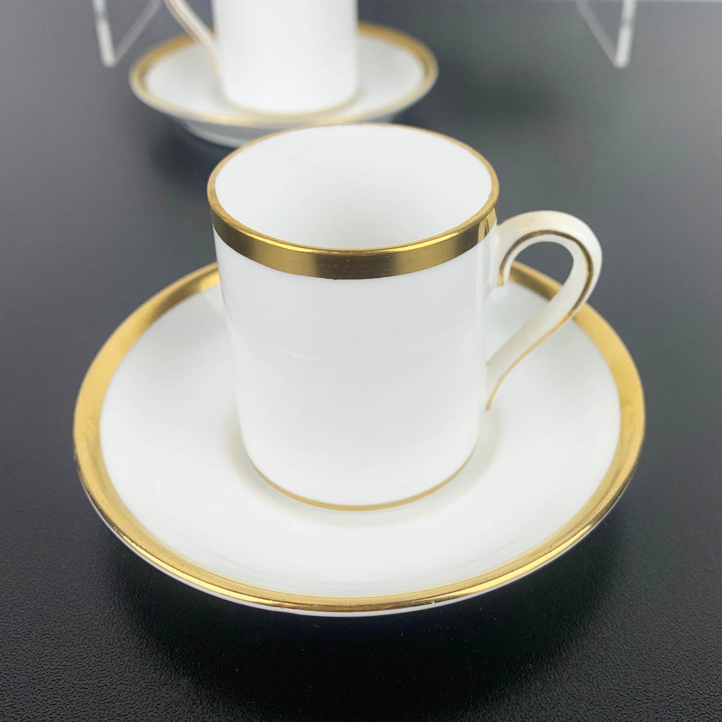 R.H. & S.L. Plant White and Gold Demitasse Duo - Set of 6