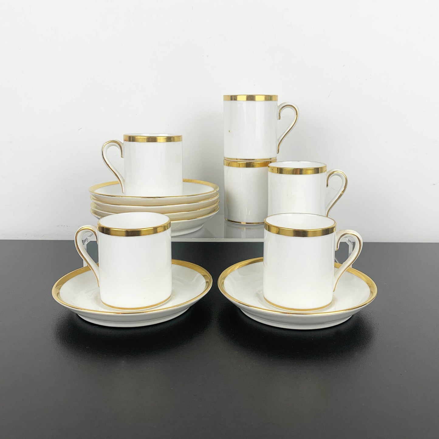 R.H. & S.L. Plant White and Gold Demitasse Duo - Set of 6