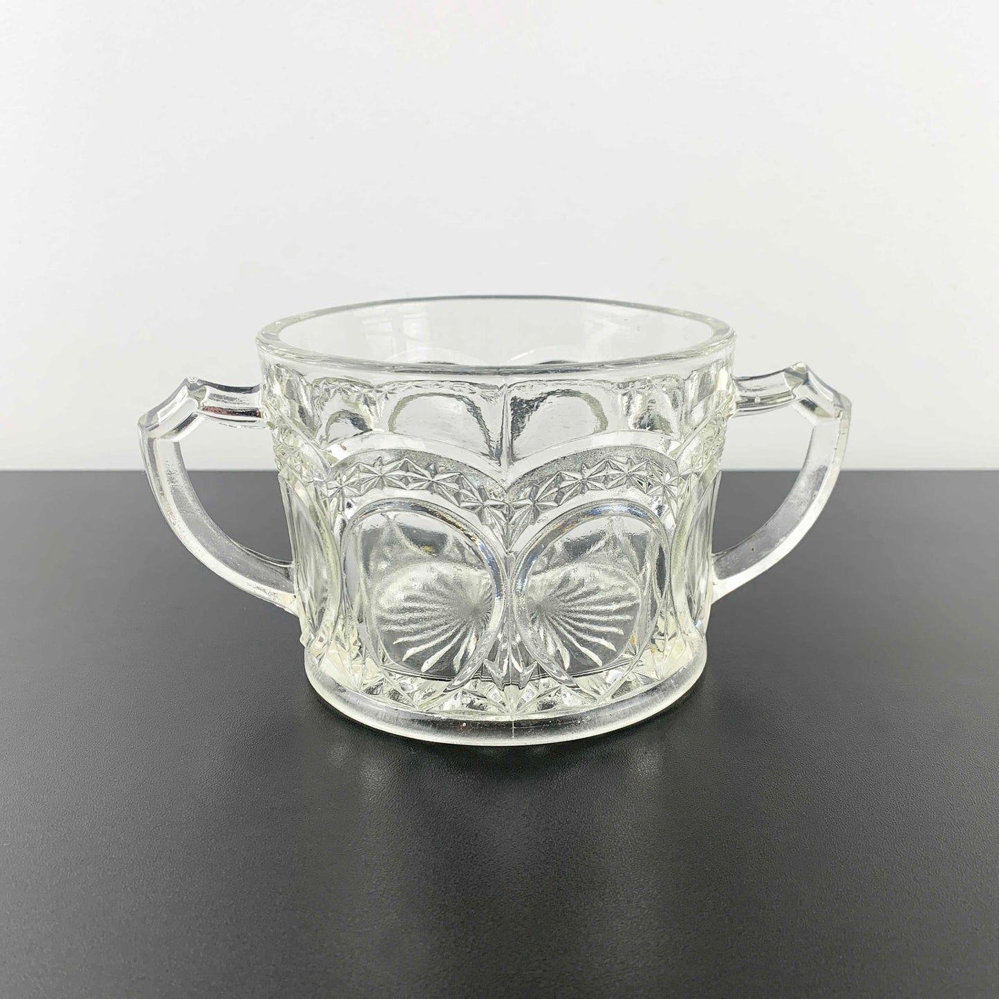 Crown Crystal Twin Handled Open Sugar Bowl