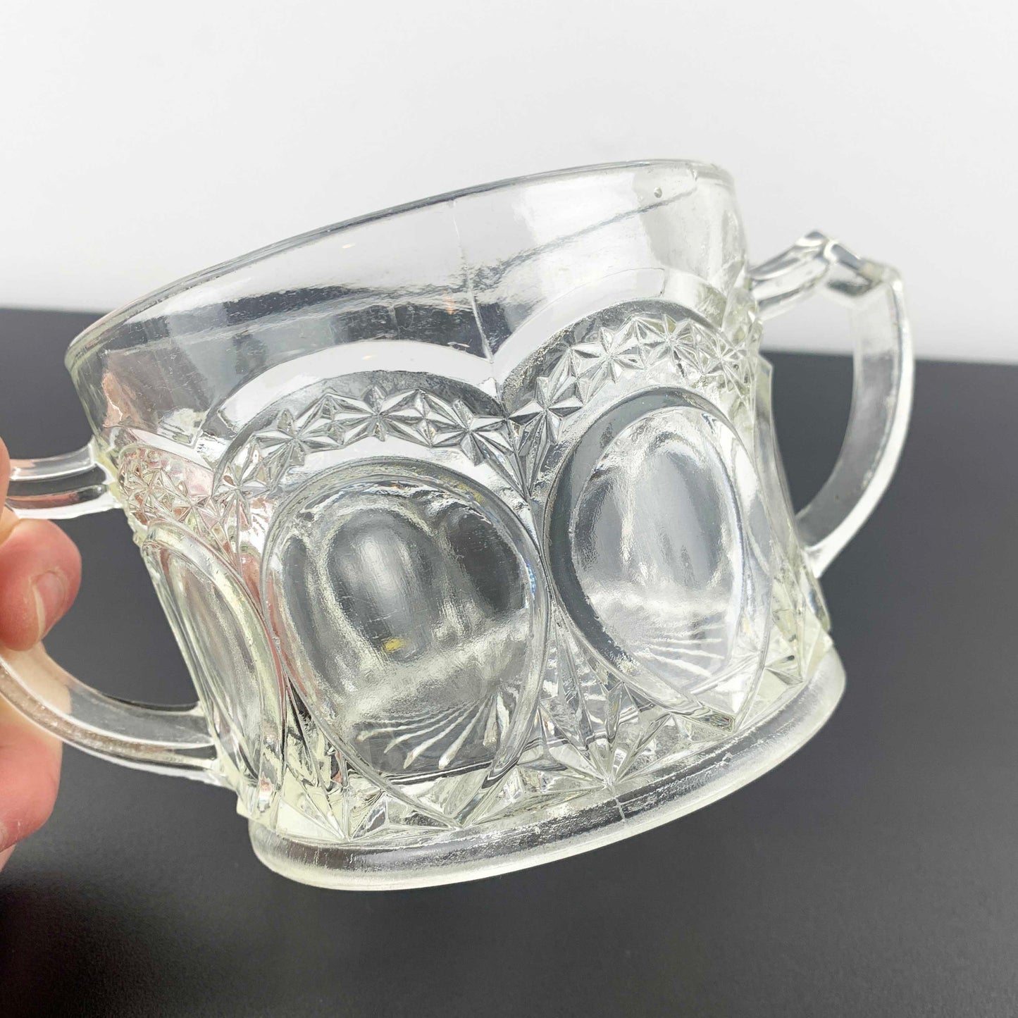 Crown Crystal Twin Handled Open Sugar Bowl
