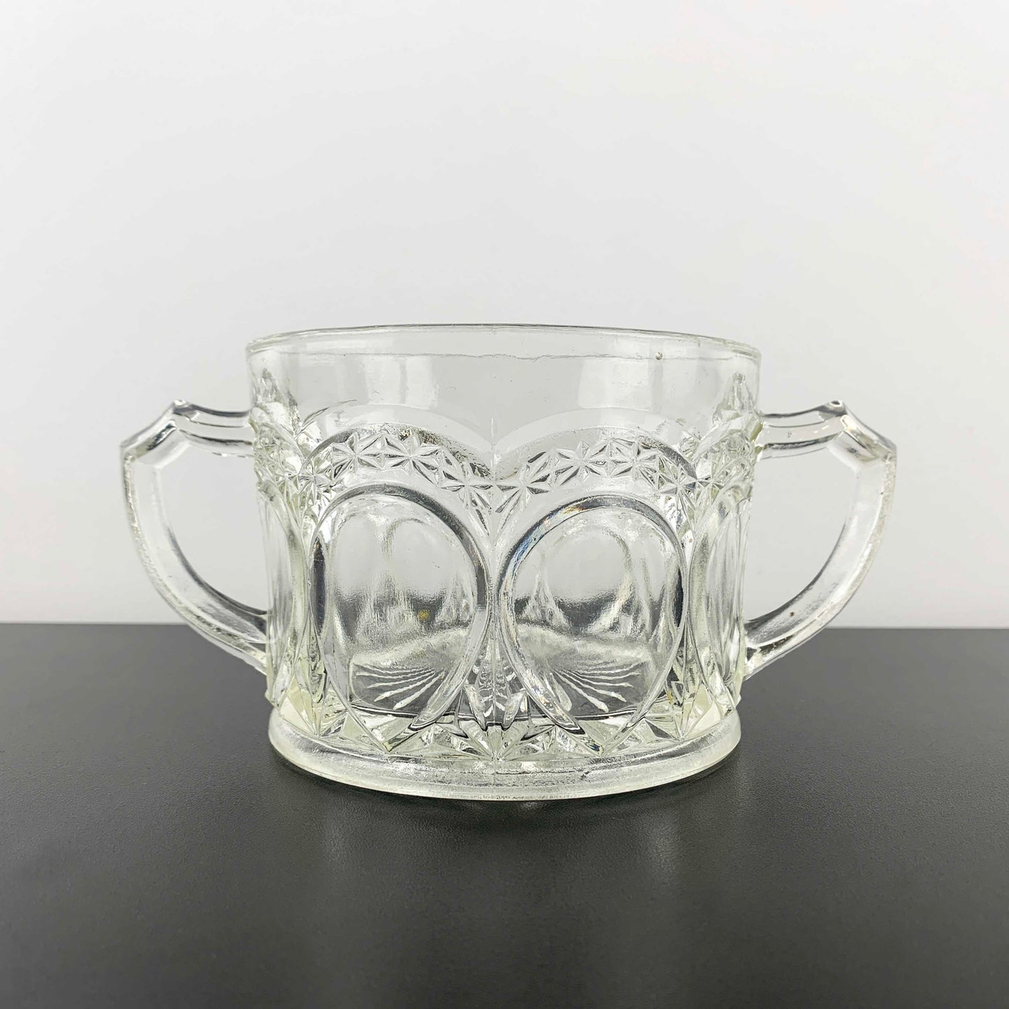 Crown Crystal twin handled open sugar bowl c.1920's