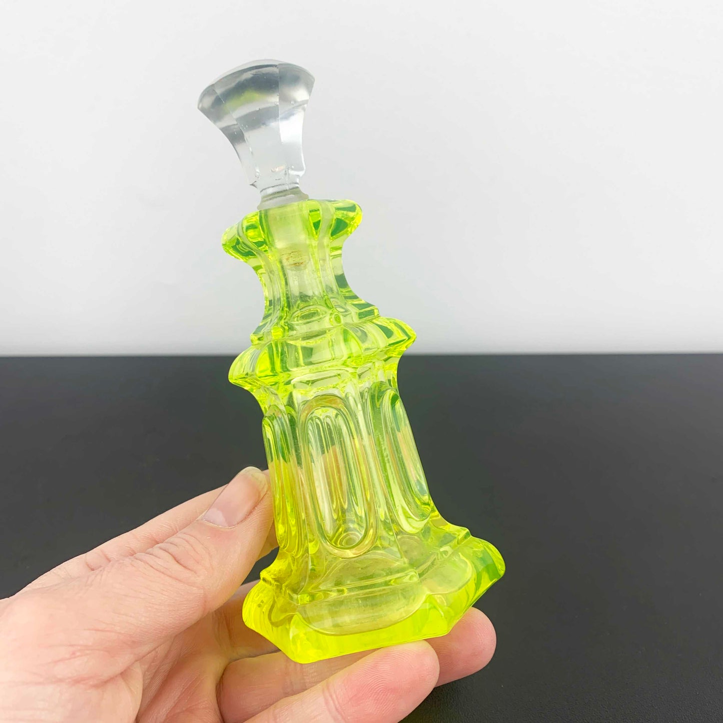 Art Deco Uranium Glass Perfume Bottle