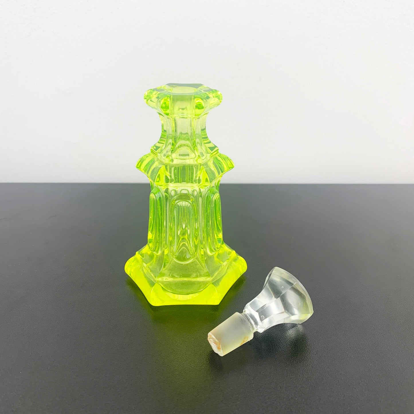 Art Deco Uranium Glass Perfume Bottle