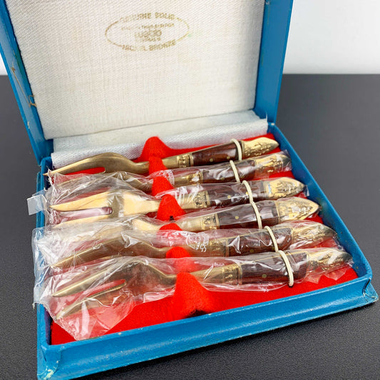 Nickel Bronze and Rosewood Appetiser Fork Set