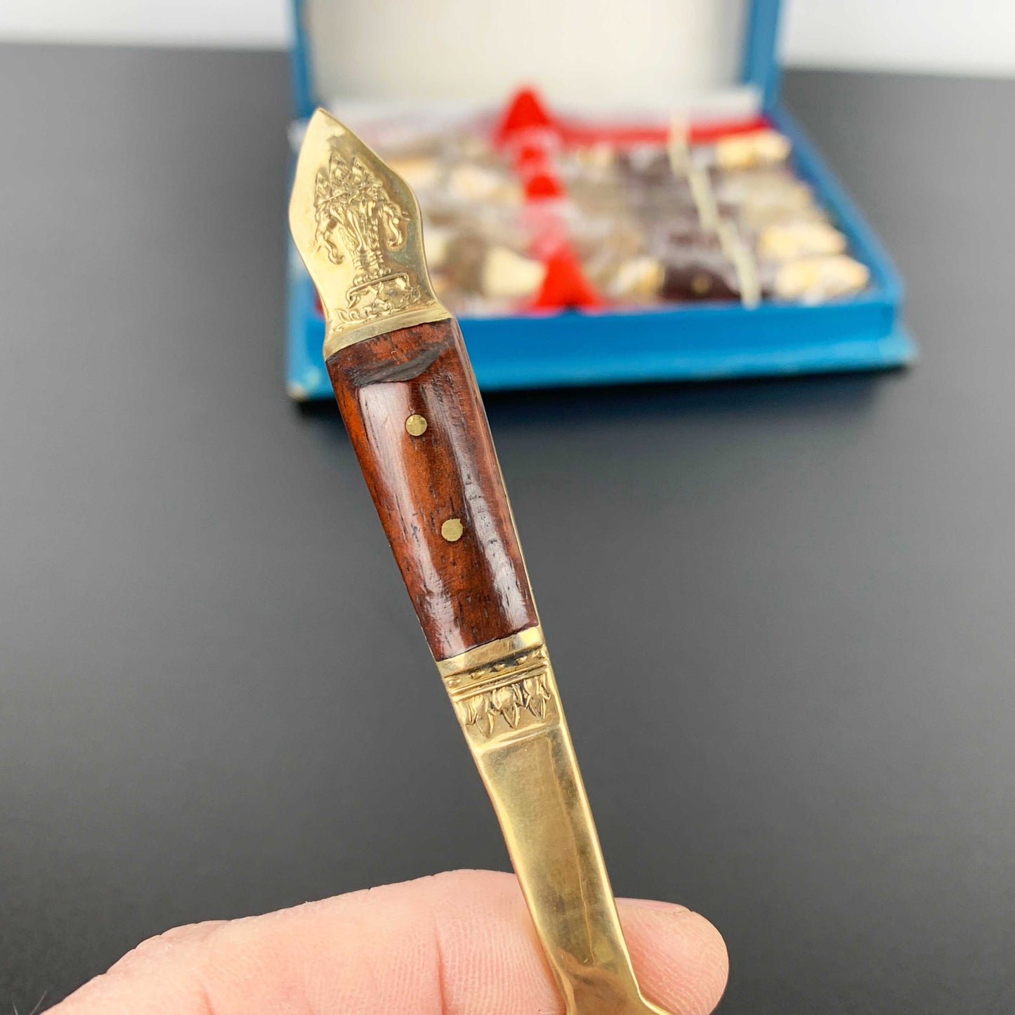 Nickel Bronze and Rosewood Appetiser Fork Set