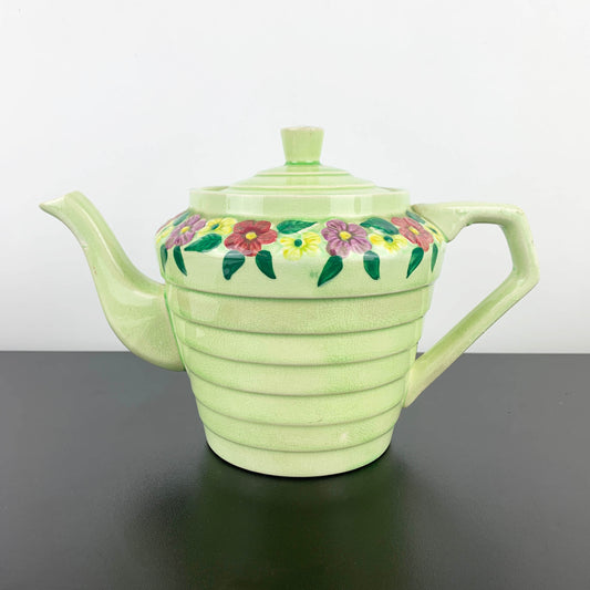 Wade Heath Green Floral Art Deco Teapot