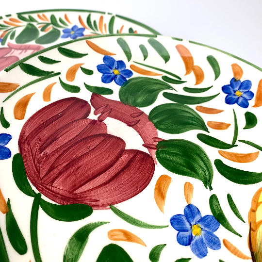 Hand painted Capri floral design plates