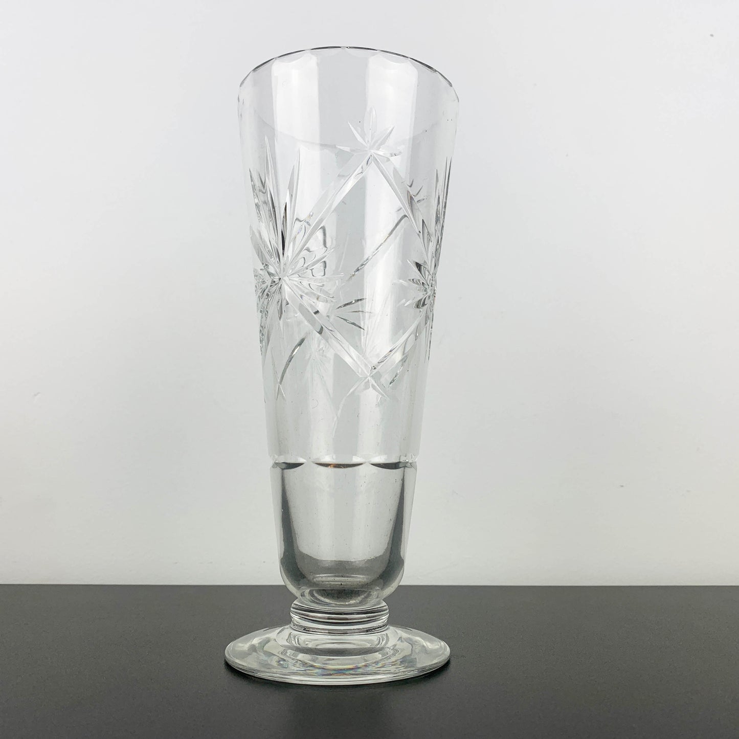 Webb Corbett Crystal Star Cut Footed Vase
