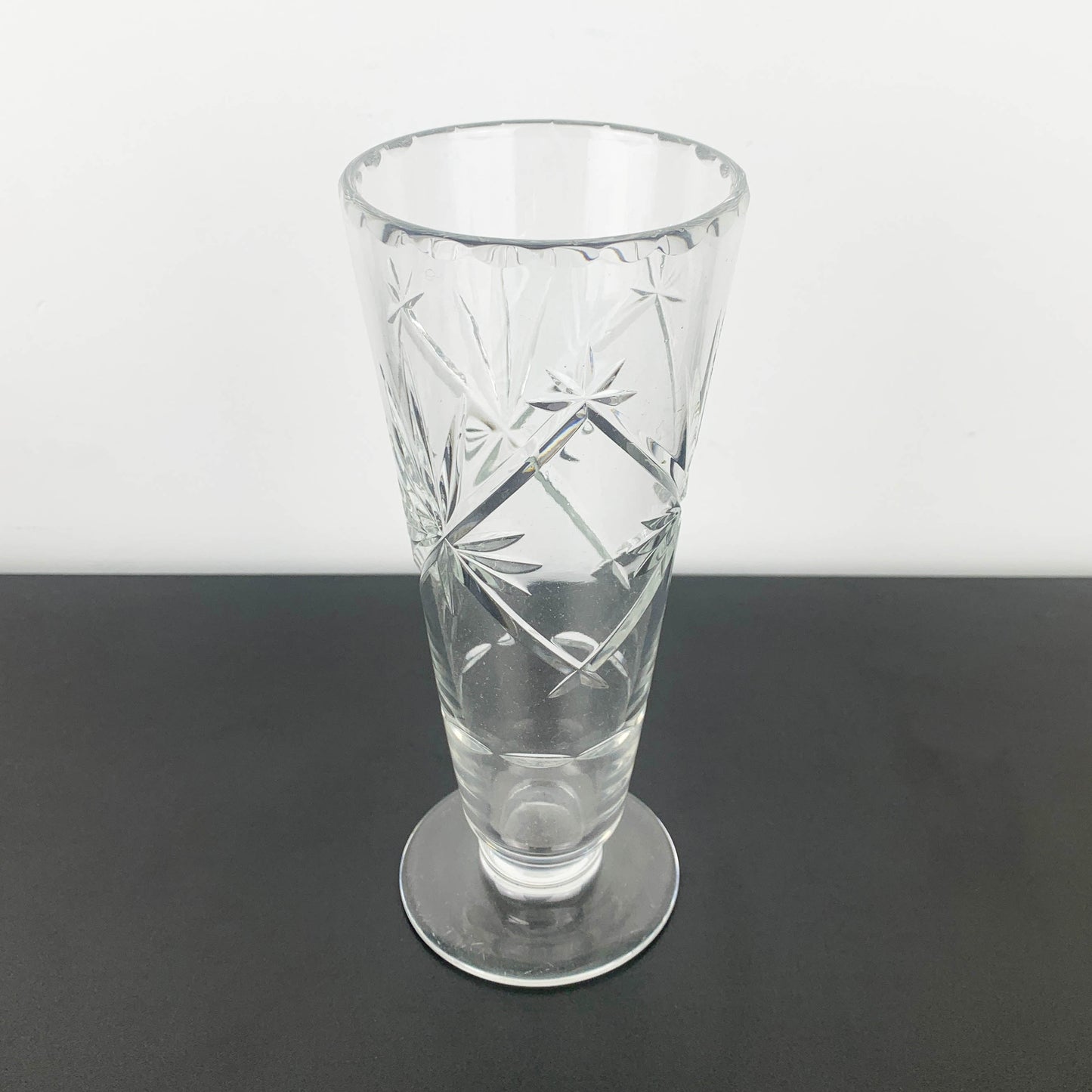 Webb Corbett Crystal Star Cut Footed Vase