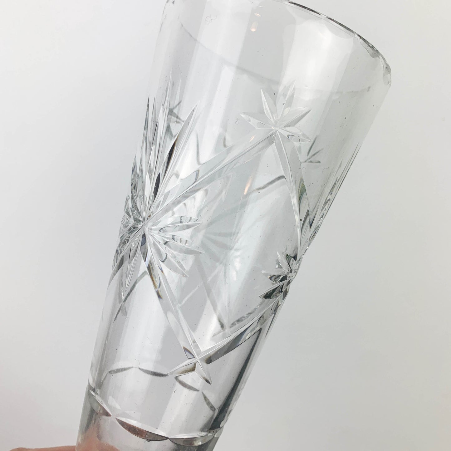 Webb Corbett Crystal Star Cut Footed Vase