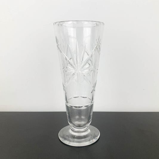Webb Corbett footed vase with star cut pattern