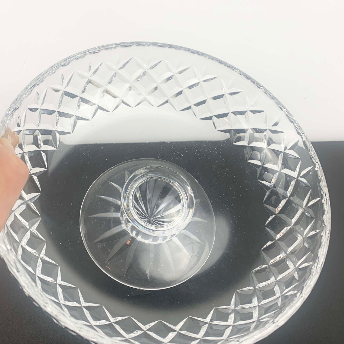 Webb Corbett Crystal Diamond Cut Pedestal Bowl