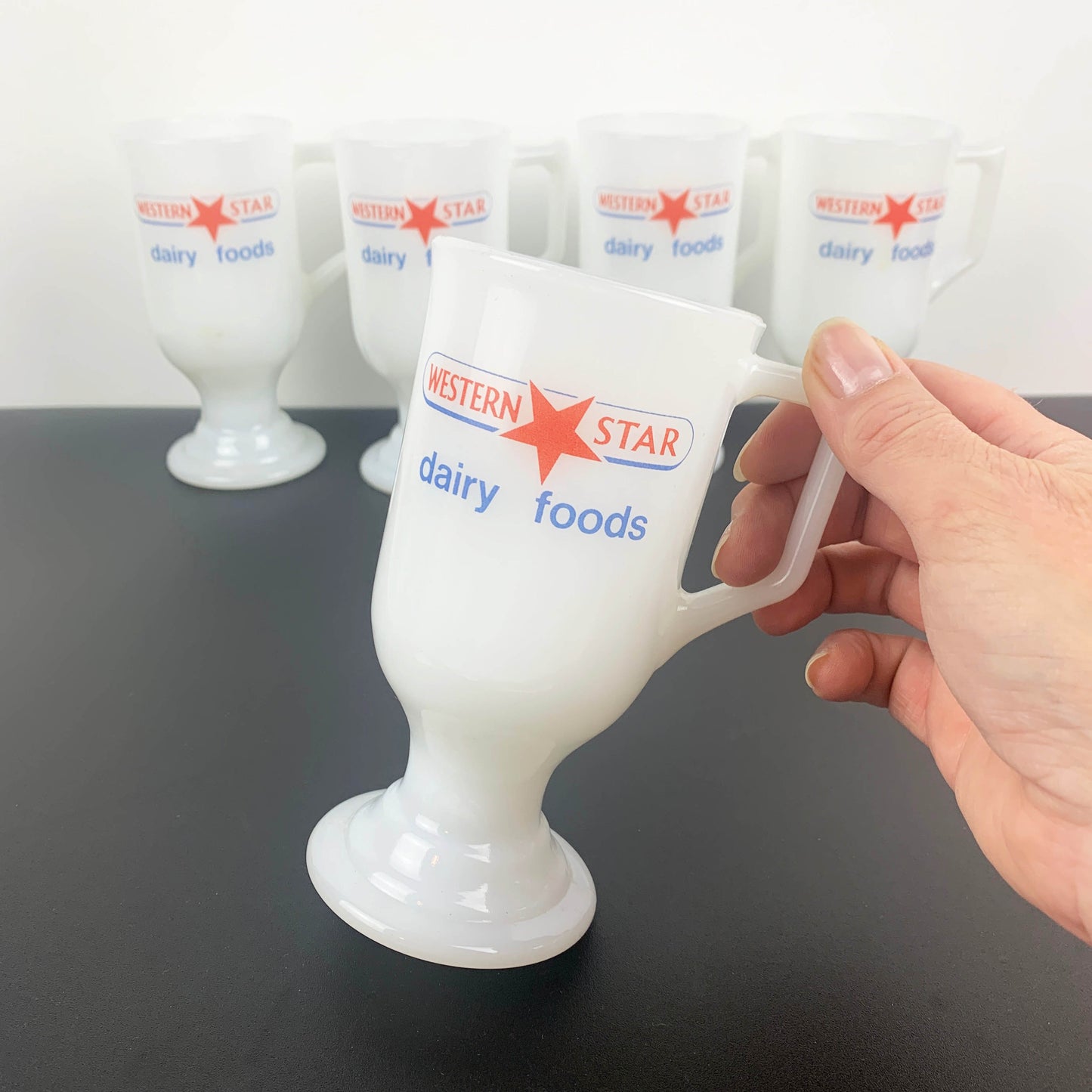 Western Star Dairy Opal Glass Promotional Mug Set