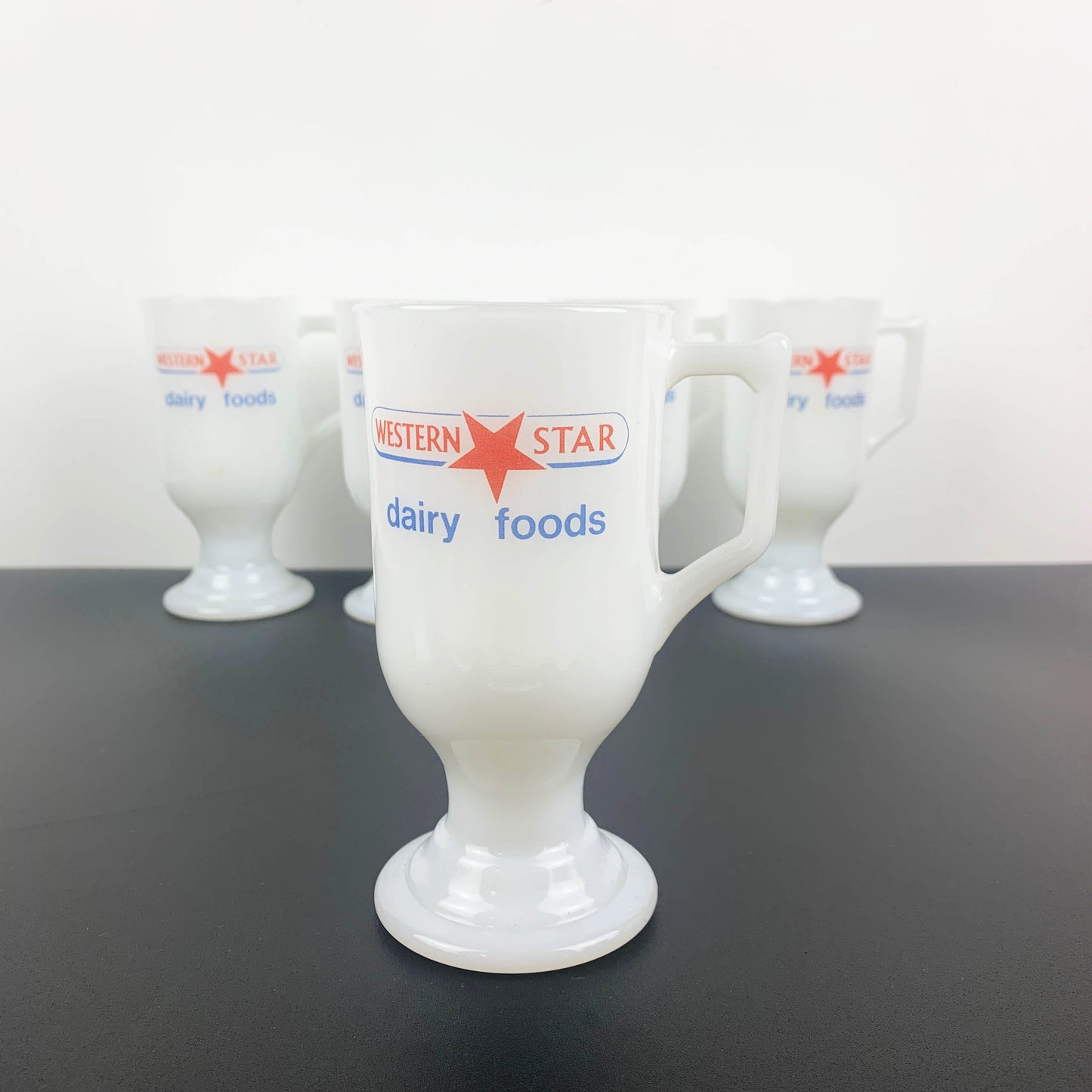 Western Star Dairy Opal Glass Promotional Mug Set