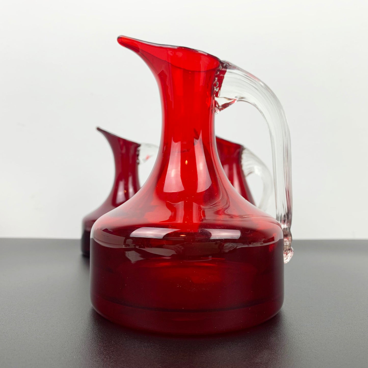 Whitefriars Ruby Red Jug Collection by Geoffrey Baxter