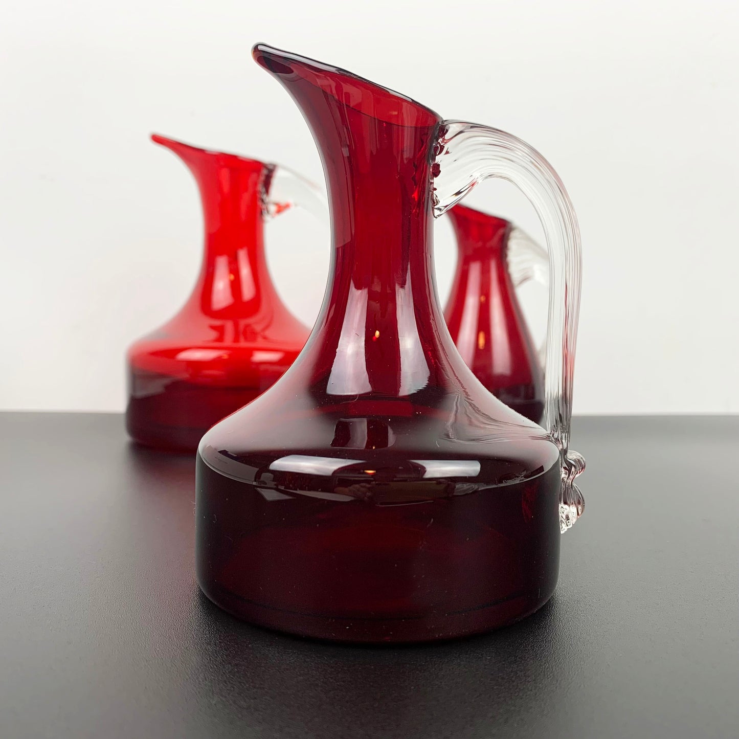 Whitefriars Ruby Red Jug Collection by Geoffrey Baxter