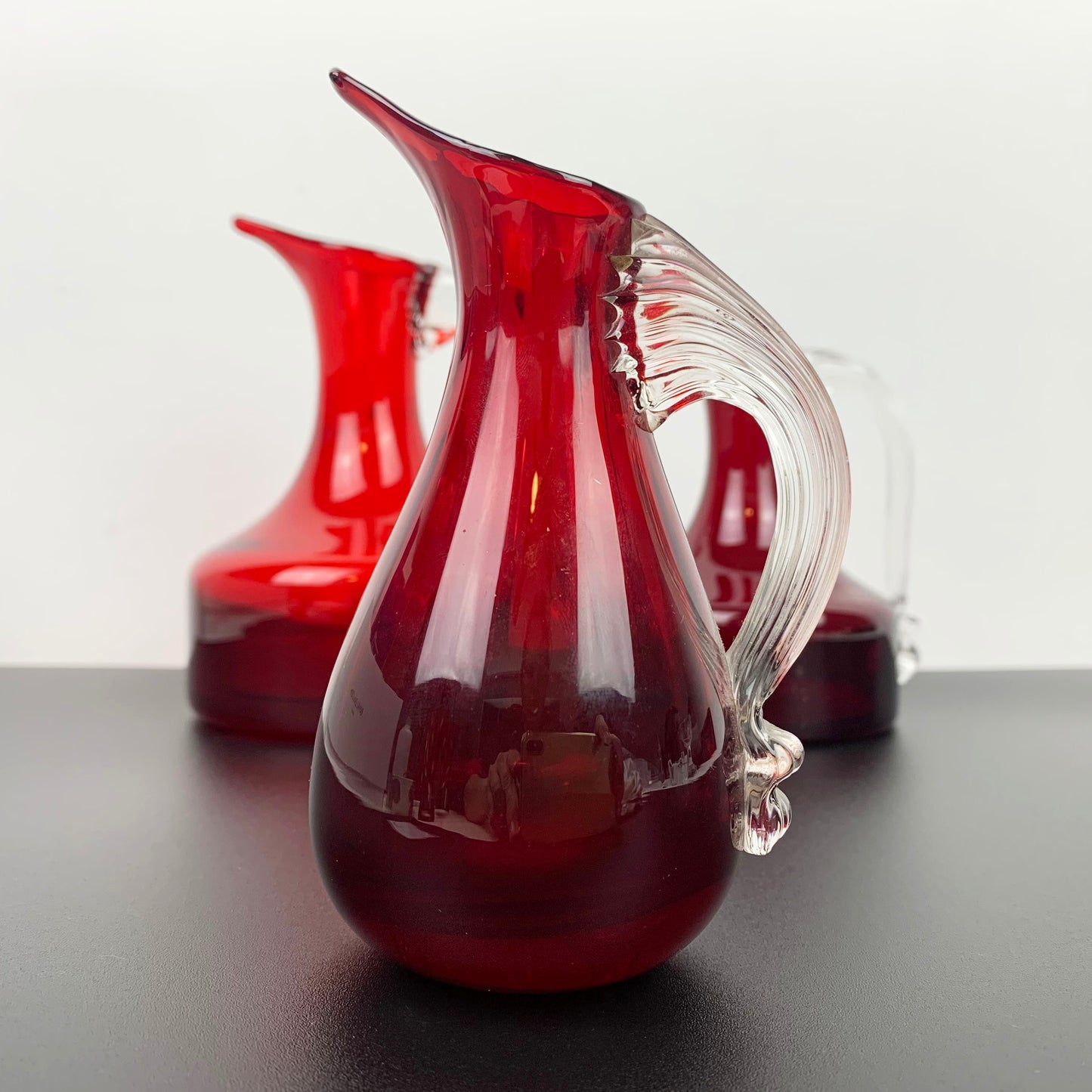Whitefriars Ruby Red Jug Collection by Geoffrey Baxter