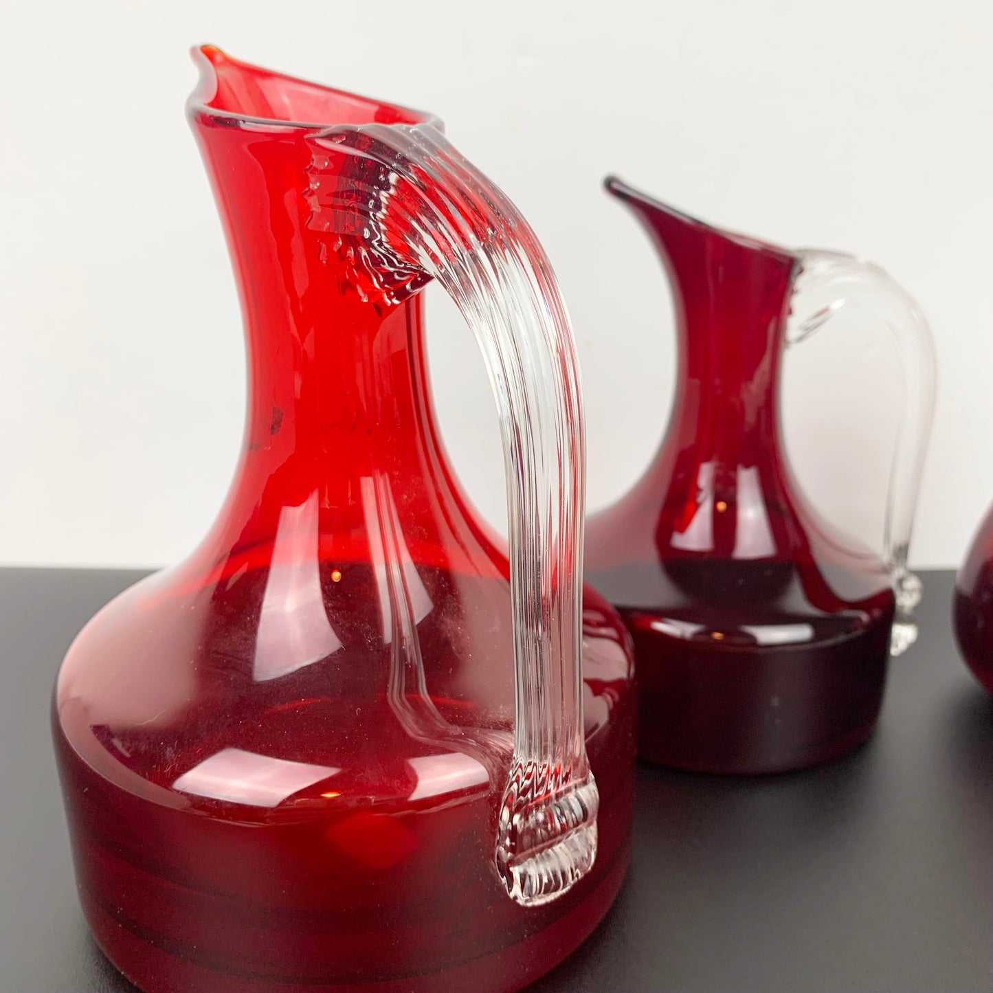 Whitefriars Ruby Red Jug Collection by Geoffrey Baxter