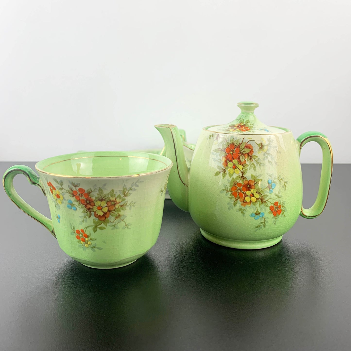 Royal Winton Green Floral Breakfast Set