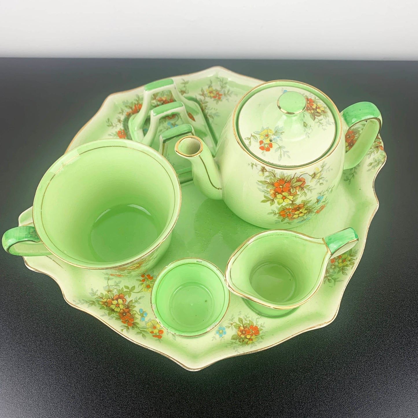 Royal Winton Green Floral Breakfast Set