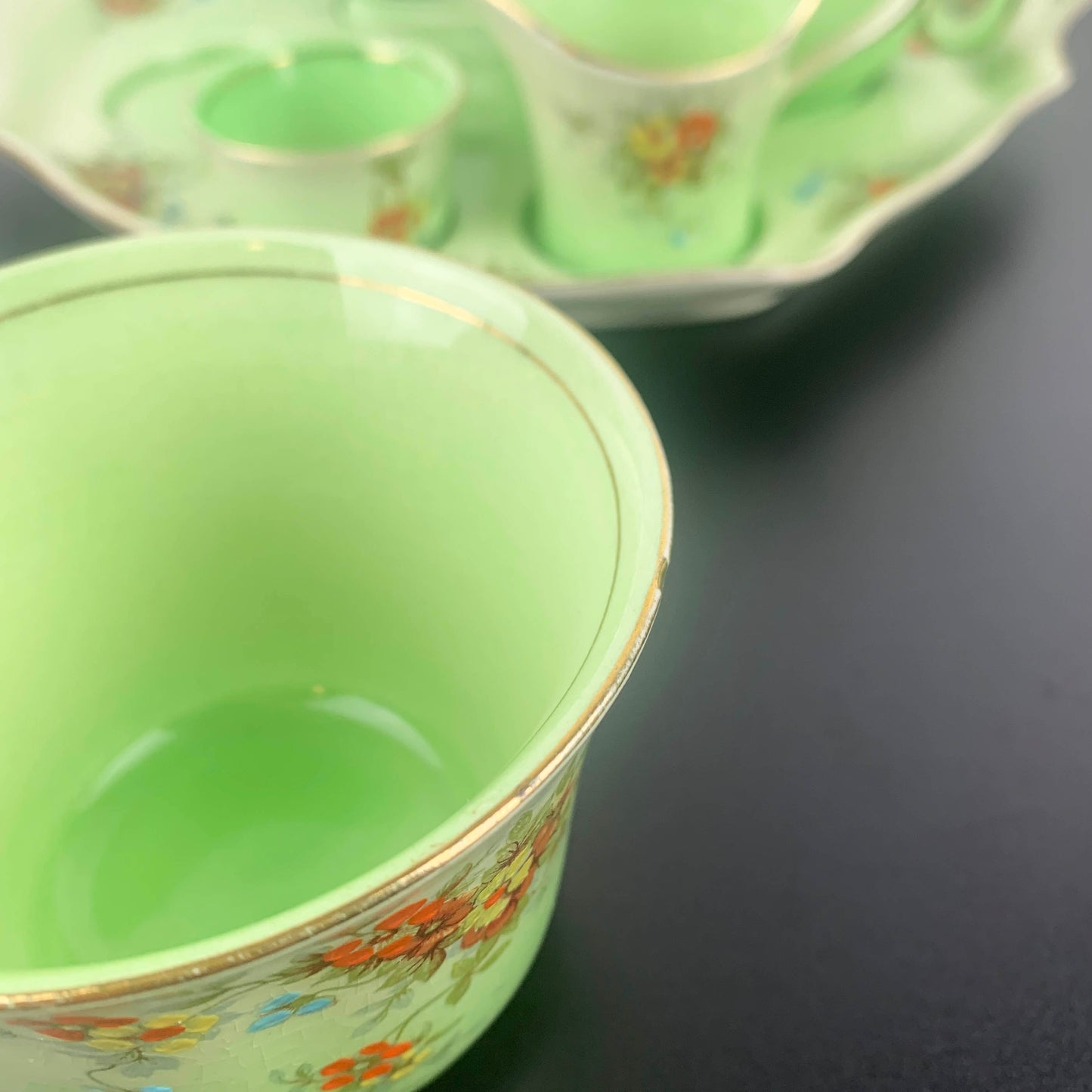 Royal Winton Green Floral Breakfast Set