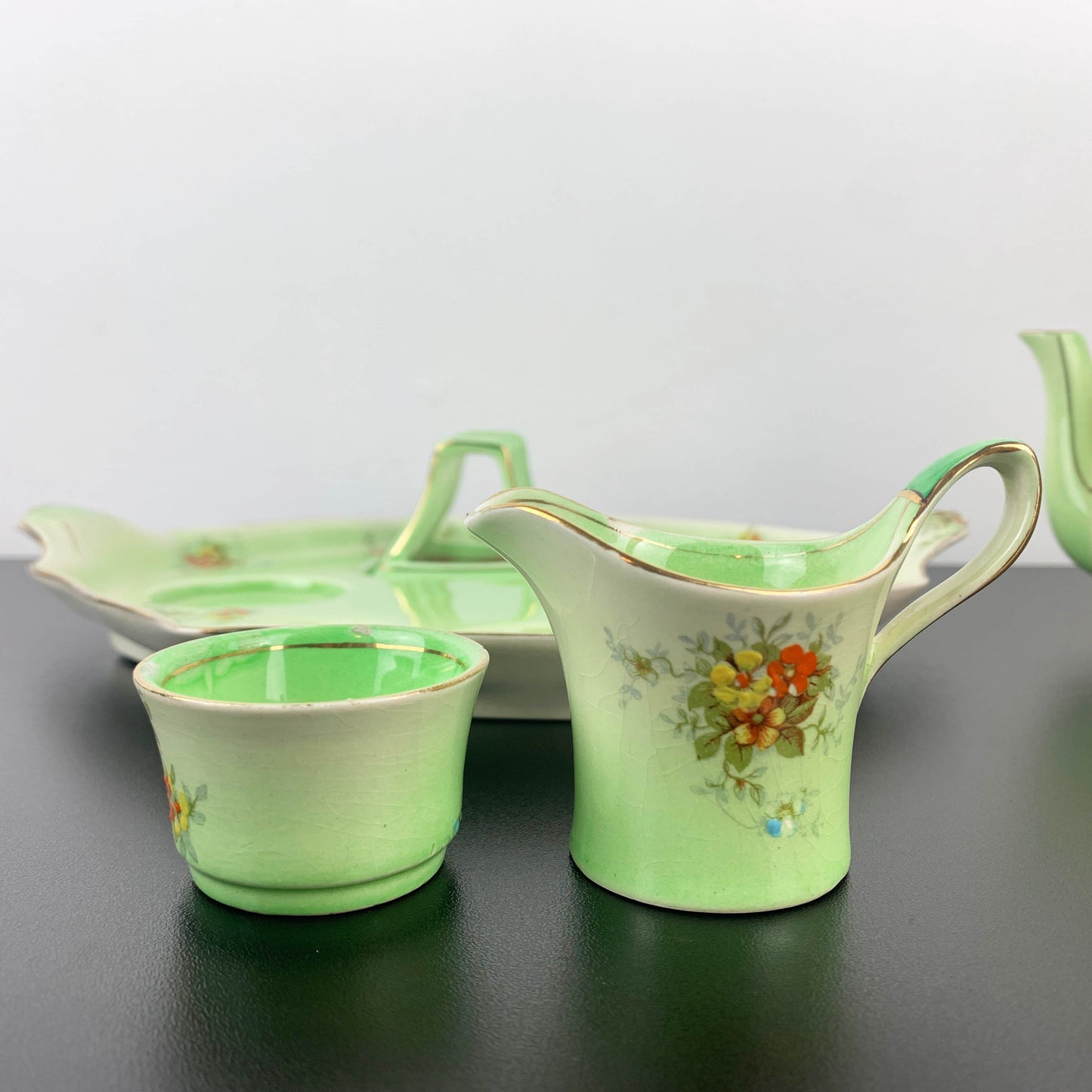 Royal Winton Green Floral Breakfast Set