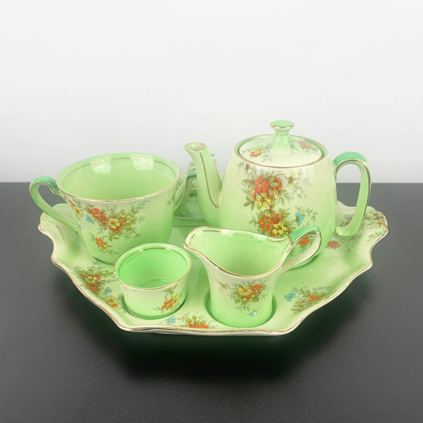 Royal Winton Green Floral Breakfast Set