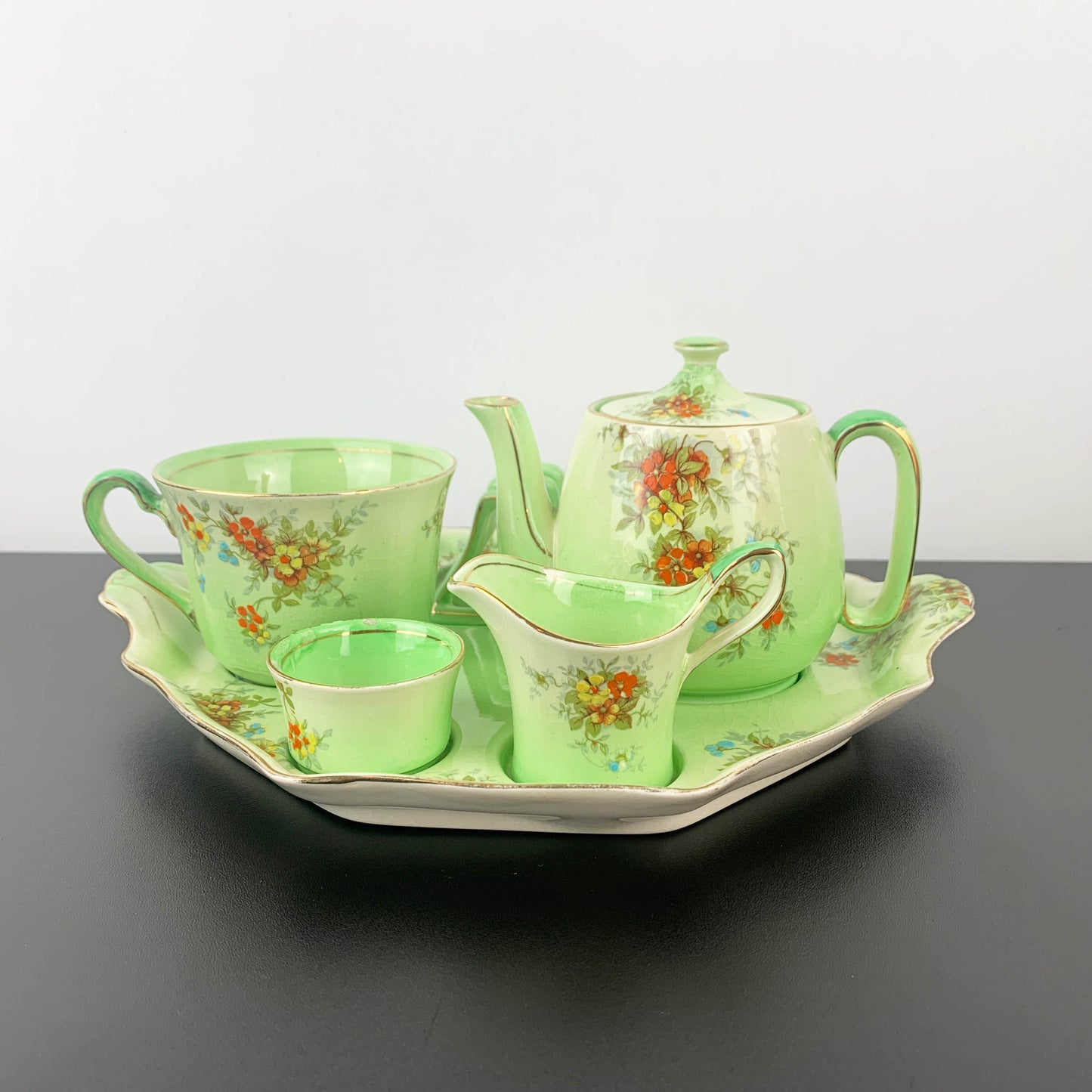 Royal Winton Green Floral Breakfast Set