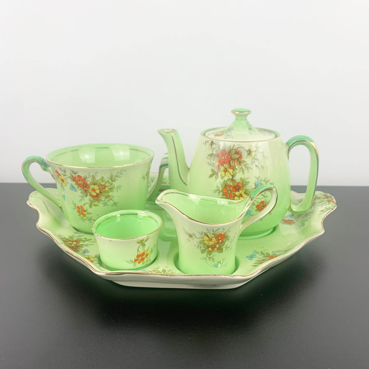 Royal Winton Green Floral Breakfast Set