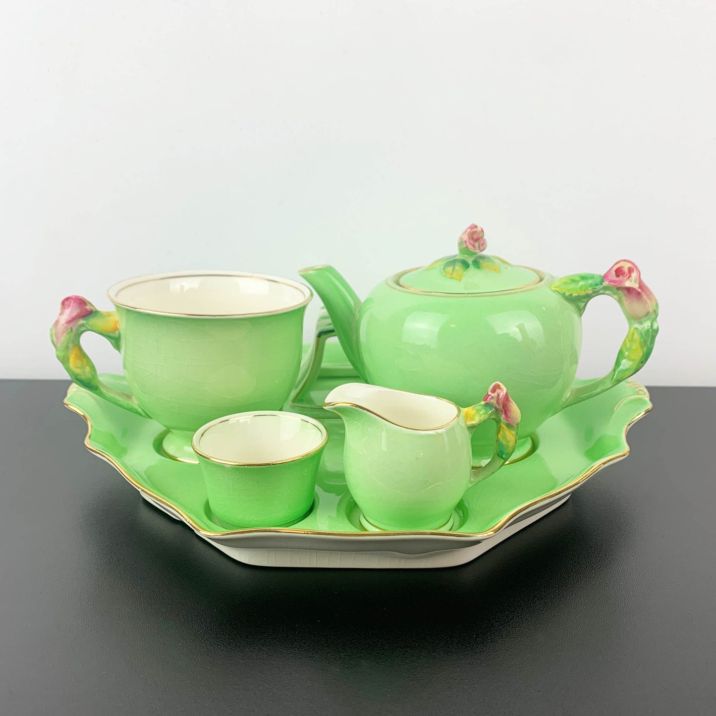 Royal Winton Green Rosebud Breakfast Set