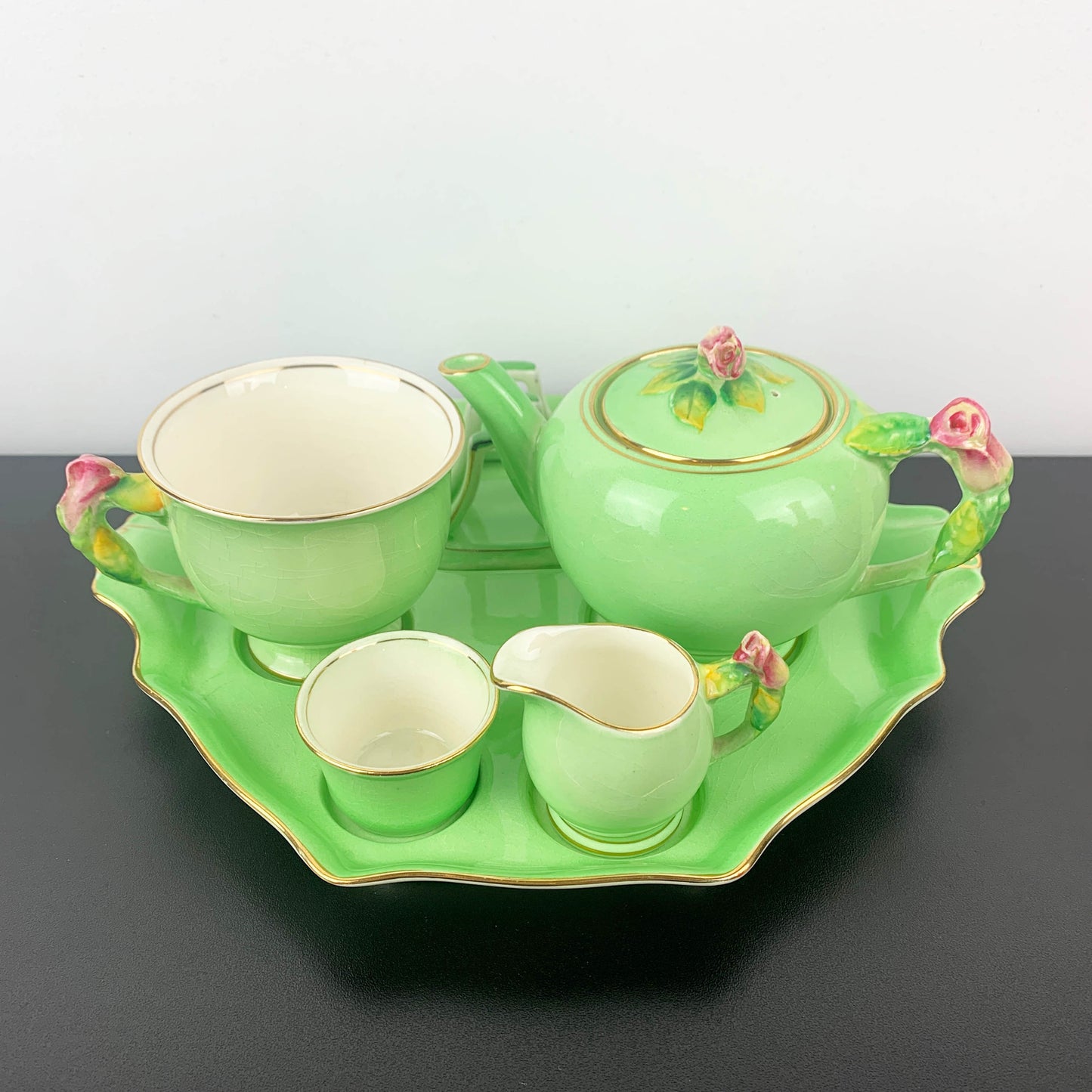 Royal Winton Green Rosebud Breakfast Set