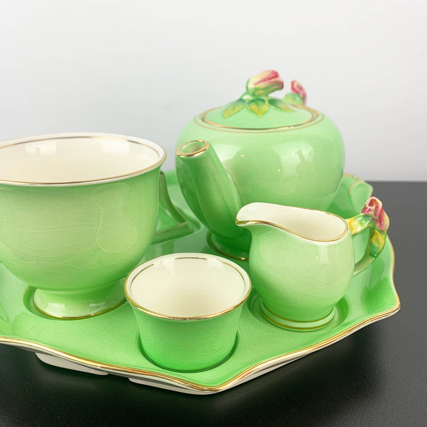Royal Winton Green Rosebud Breakfast Set