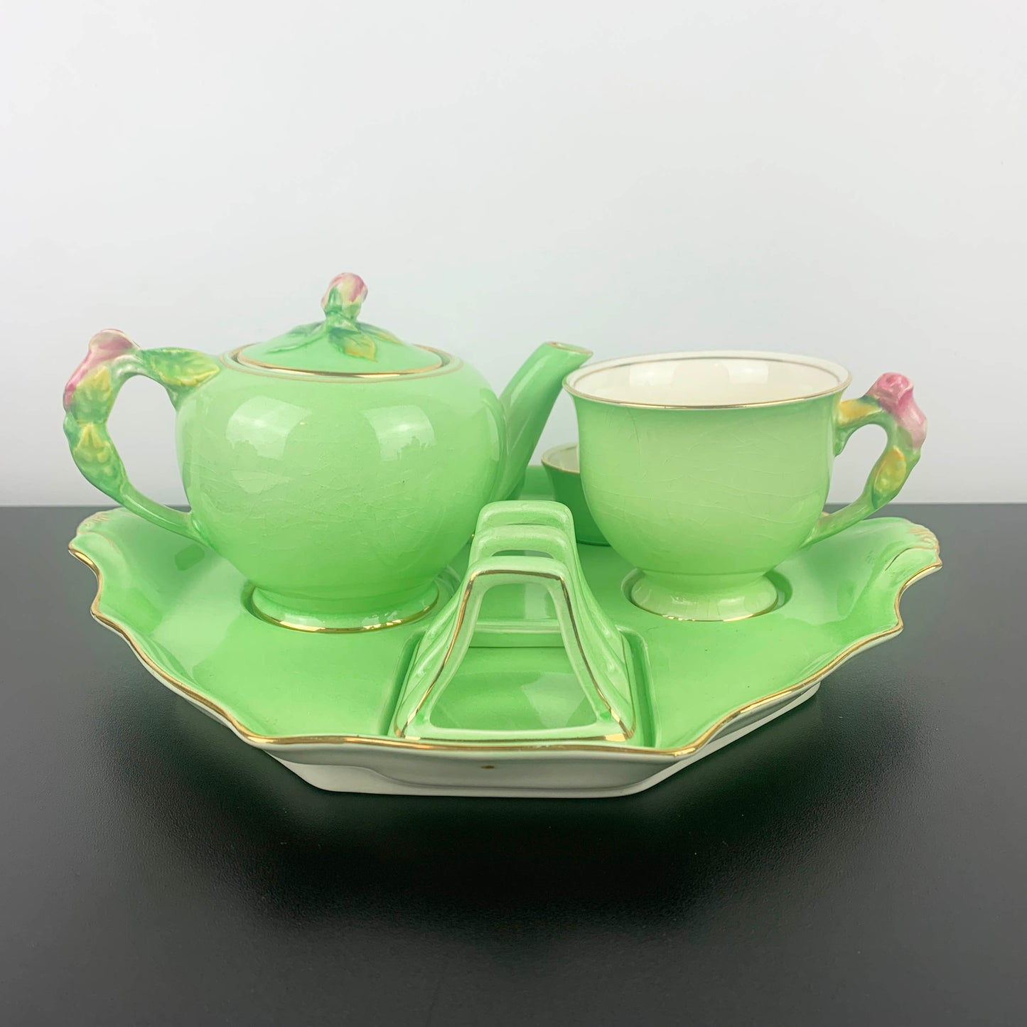 Royal Winton Green Rosebud Breakfast Set