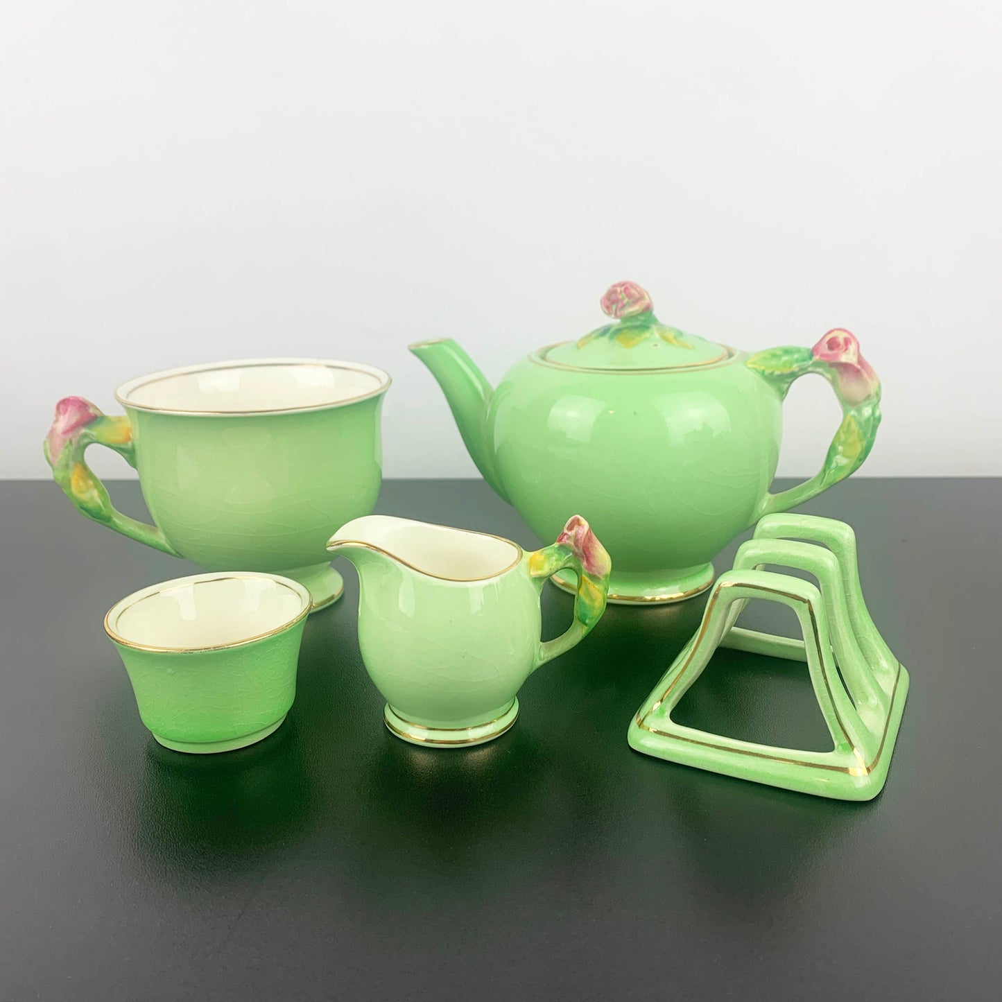 Royal Winton Green Rosebud Breakfast Set