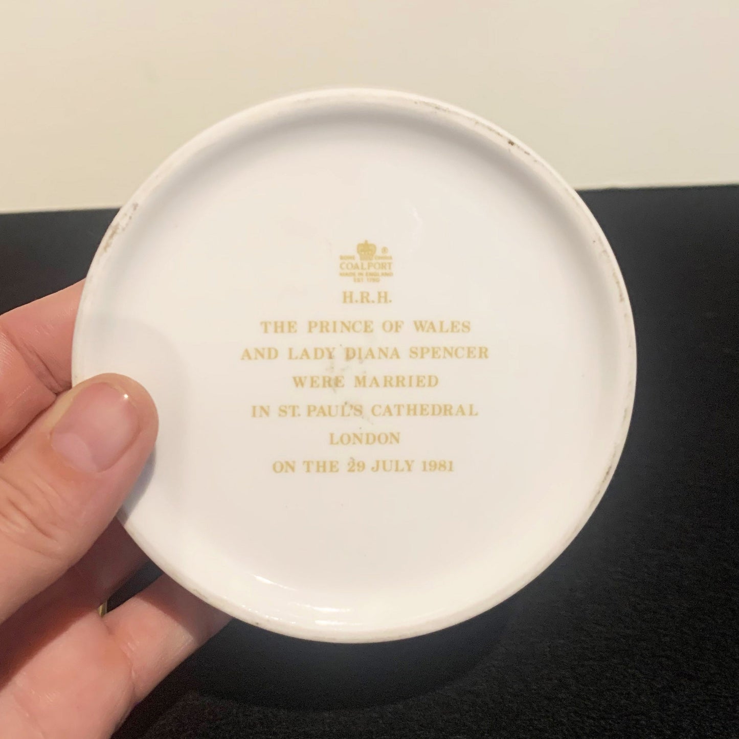 Princess Di Royal Wedding memorial inscription on trinket box